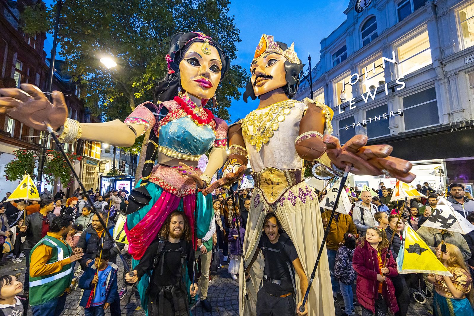 Diwali tall puppets on Broad Street
